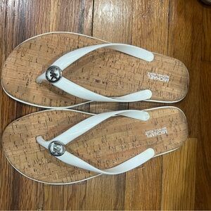 Micheal Kors White Flip Flops NEVER WORN